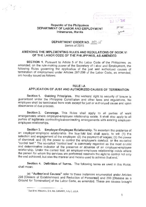 department order no. 147-15|Dept Order No .